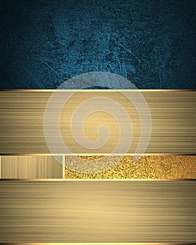 Background of golden ribbons with blue accents. Template for design. copy space for ad brochure or announcement invitation, abstra