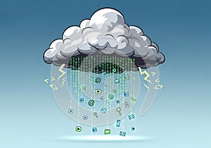 The background is a gradient of blue, enhancing the technological theme