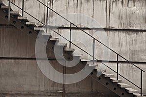 Background of gray stairway on the side of a building