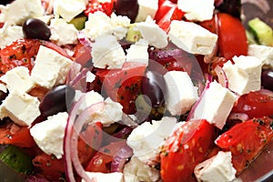 Background of greek salad fresh vegetable