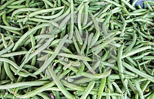 Background of Green Beans sold at city market