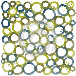 Background green and blue circles watercolor
