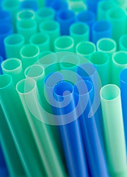 Background of Green and Blue Pastic Straws