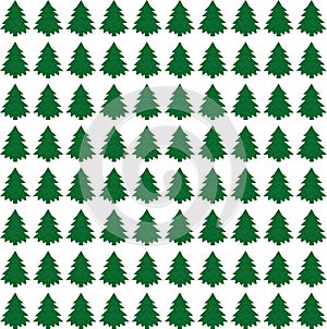Background green Christmas trees on white paper