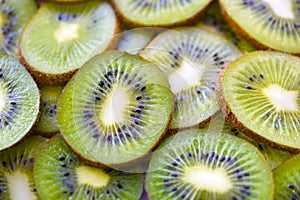 Background of green kiwi fruit macrophoto