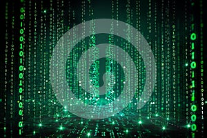 A background of green vertical lines, in the matrix code style. the pattern is made up of binary numbers in dark black color.