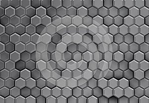 Background of grey 3d hexagons with brights. photo