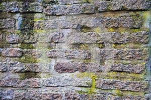 Background of a grey green natural stone wall
