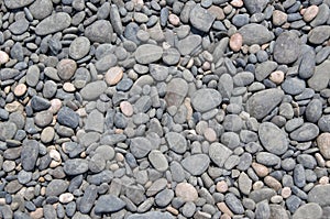 background of grey stones on the beach, large and small, pattern