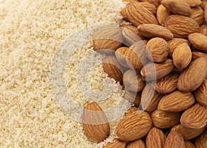 Background of Ground Blanched Almond Flour