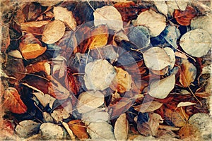 Background group autumn leaves. Outdoor.