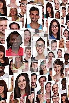 Background group portrait of multiracial young happy smiling people