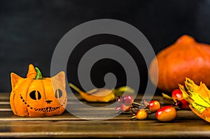Background for Halloween. orange pumpkin. copy space