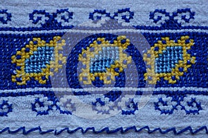 Background with hand-sewn pattern romanian