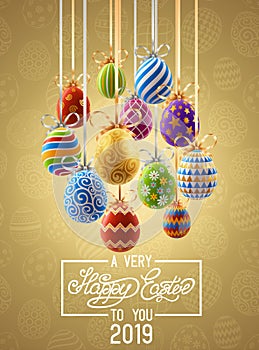 Background with Hanging Easter Eggs