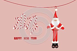 Background Happy New Year.Santa Claus in the form of a toy.Christmas and New Year web banner.