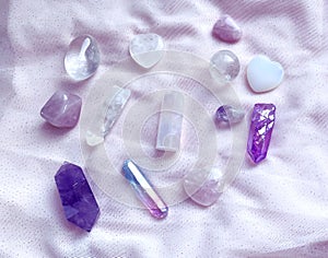 Background Healing minerals, stones, crystals.