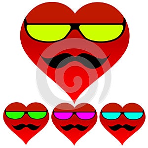 Background heart glasses mustache