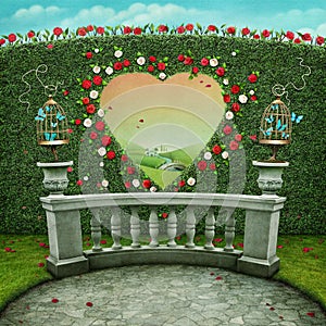 Background with heart window