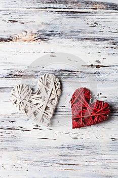 background with hearts, Valentine. Valentine& x27;s Day. Love. wicker hearts. Place for text. background copy space
