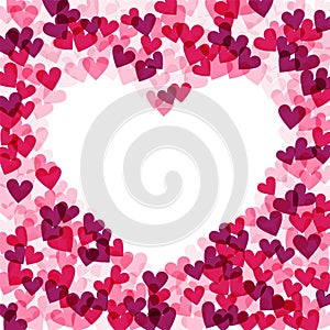 Background with hearts, vector illustration. Heart frame
