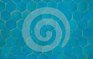 Background of Hexagonal Blue Tiles