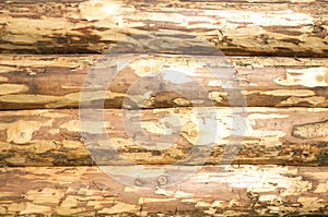 Background of horizontal hewed wooden logs