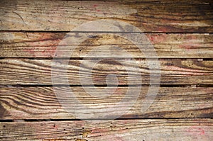 Background of horizontal wooden boards. Texture of box planks. Wood is susceptible to damage by the beetle