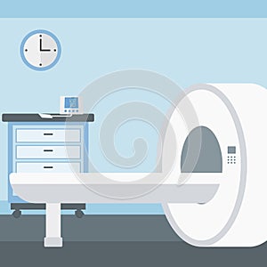 Background of hospital room with MRI machine.