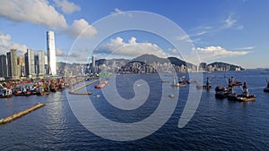 Background with ICC abs Victoria harbour photo
