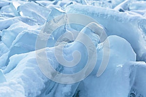 Background of icy snow hummocks, winter, Baikal