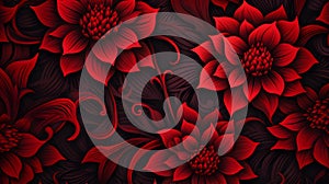 Background of illustrated dark red Flowers. Creative Wallpaper