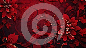 Background of illustrated dark red Flowers. Creative Wallpaper