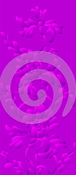 Abstract illustration with  abstract flowers, purple  halftone, vertical orientatio