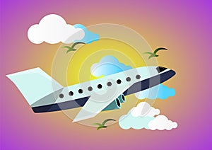 Background illustration flight plane in sky