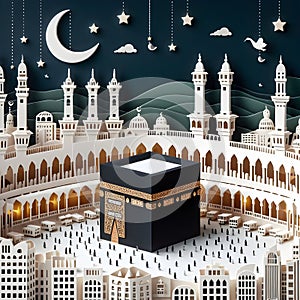 Background illustration kabah mekkah mosque alharam Hajj ai generator