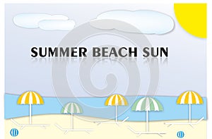 Background Illustration Of Summer Beach with Umbrella Vector