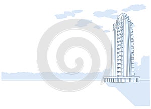 background illustration of a tower apartment.High rise apartment.Residential tower apartment.