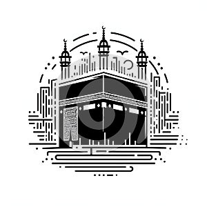 Background illustration vector mekkah Hajj kabah Eid Mubarak ai generator photo