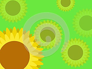Background illustration with yellow and green sunflower pattern domination