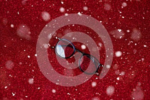 background image and black glasses. Visually concept