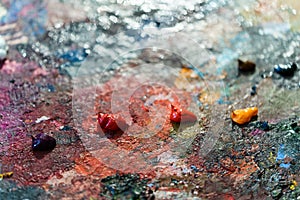 Background image of bright oil-paint palette