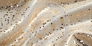 Background image of cream-colored fabric with sequins