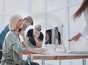 Background image of a creative group of business people in the office