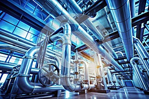 Blue Piping Background. A background of a pipeline architecture in a blue tone