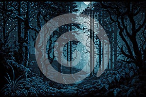 Enchanting Forest: Vibrant Colors and Mysterious Beauty of Nature photo