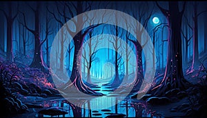 Enchanting Forest: Vibrant Colors and Mysterious Beauty of Nature photo