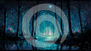 Enchanting Forest: Vibrant Colors and Mysterious Beauty of Nature photo