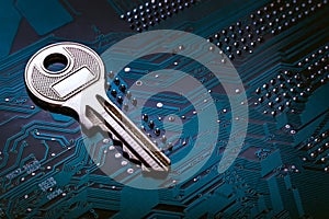 Background image of key on a microchip