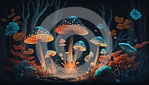 Magic of Mushrooms: Vibrant Hues in the Mystical Forest photo